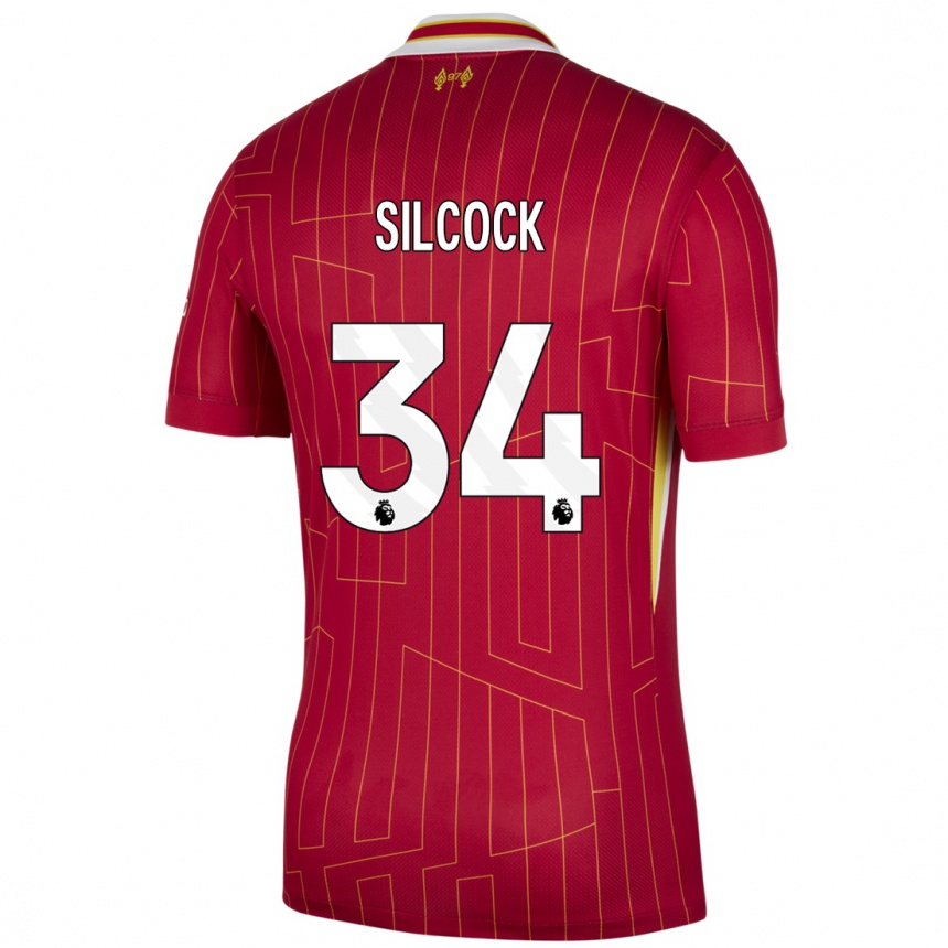 Kids Football Hannah Silcock #34 Red Yellow White Home Jersey 2024/25 T-Shirt