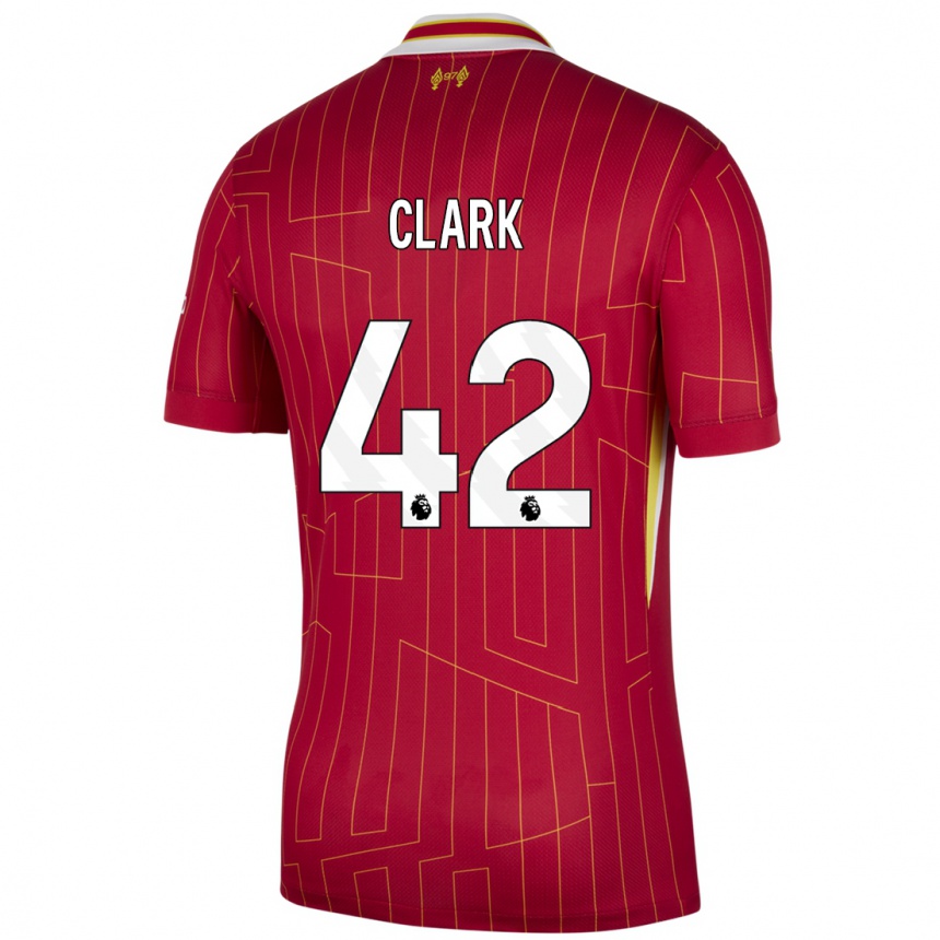 Kids Football Bobby Clark #42 Red Yellow White Home Jersey 2024/25 T-Shirt