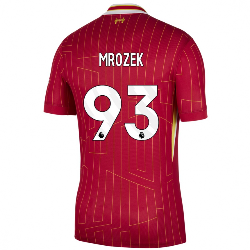 Kids Football Fabian Mrozek #93 Red Yellow White Home Jersey 2024/25 T-Shirt