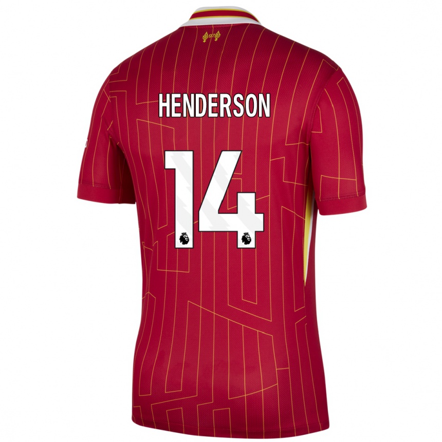 Kids Football Henderson #14 Red Yellow White Home Jersey 2024/25 T-Shirt