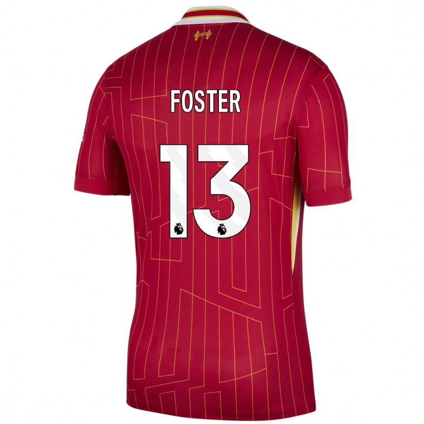 Kids Football Rylee Foster #13 Red Yellow White Home Jersey 2024/25 T-Shirt