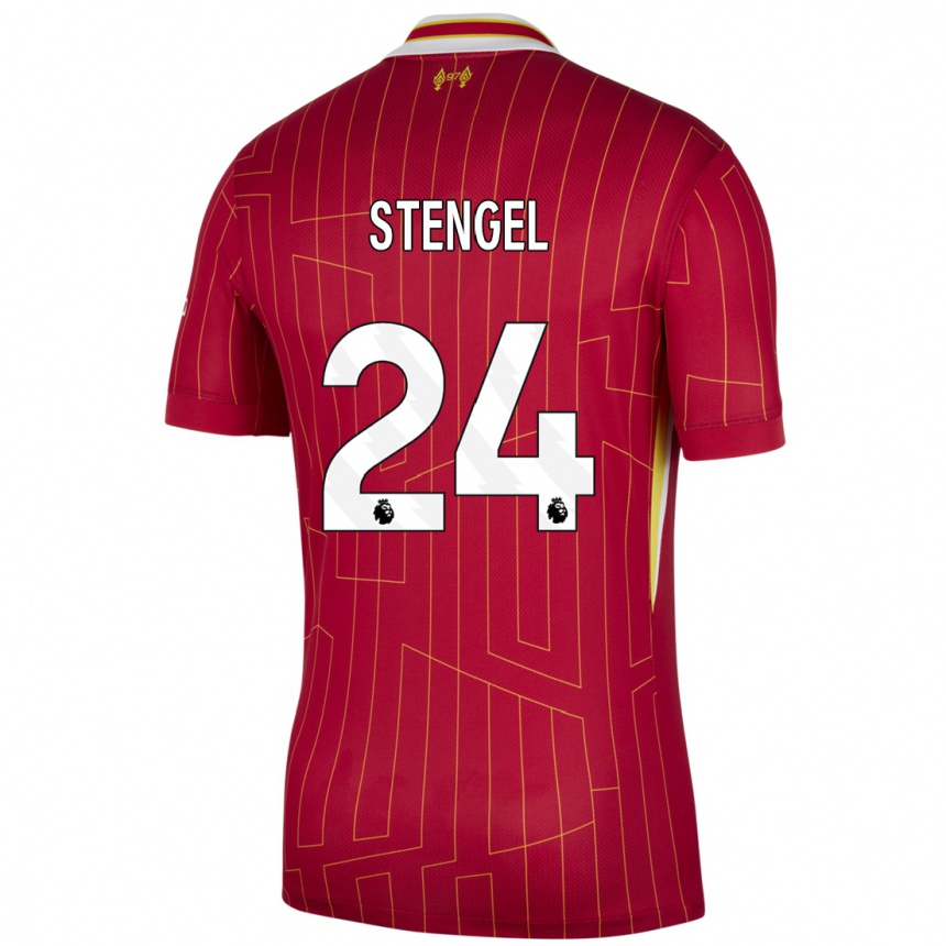 Kids Football Katie Stengel #24 Red Yellow White Home Jersey 2024/25 T-Shirt