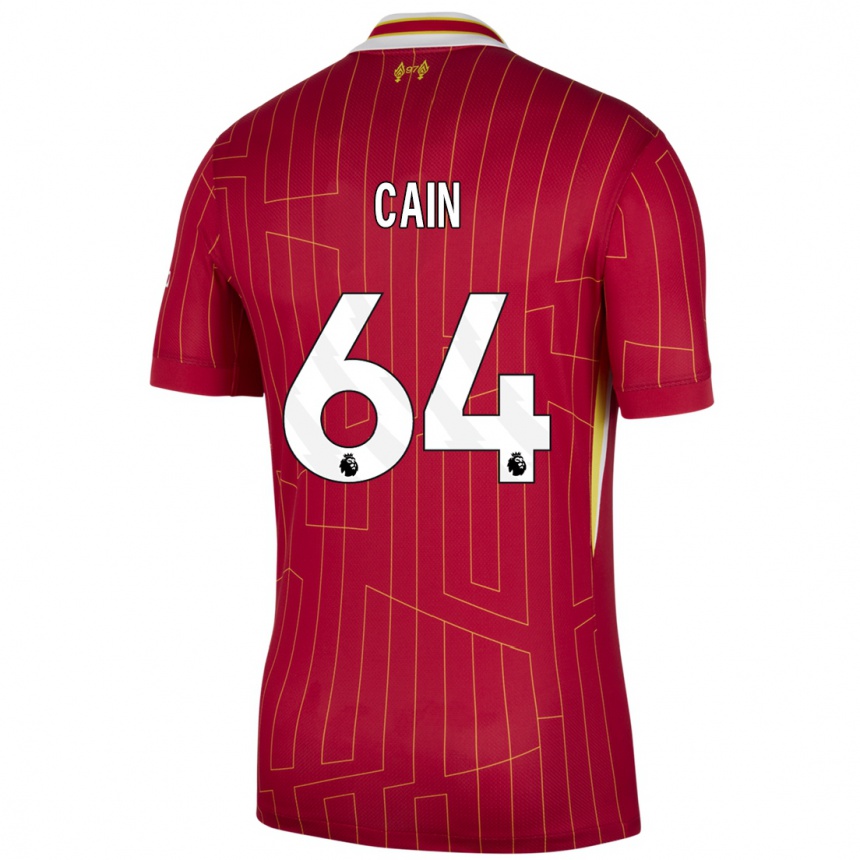 Kids Football Jake Cain #64 Red Yellow White Home Jersey 2024/25 T-Shirt