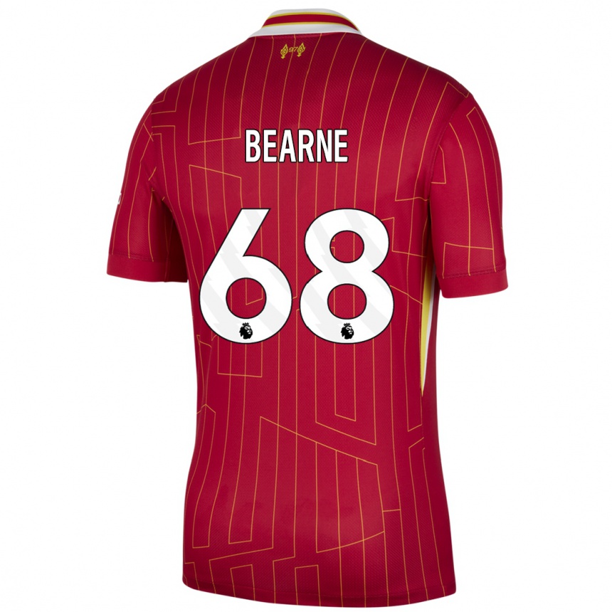 Kids Football Jack Bearne #68 Red Yellow White Home Jersey 2024/25 T-Shirt