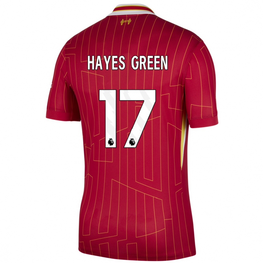 Kids Football Charlie Hayes-Green #17 Red Yellow White Home Jersey 2024/25 T-Shirt