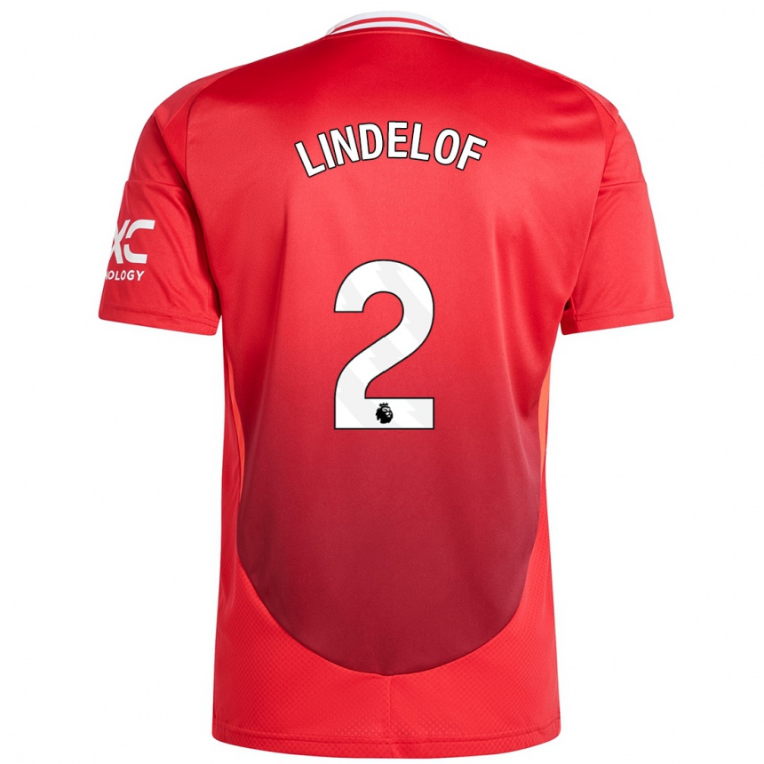 Kids Football Victor Lindelof #2 Bright Red Home Jersey 2024/25 T-Shirt