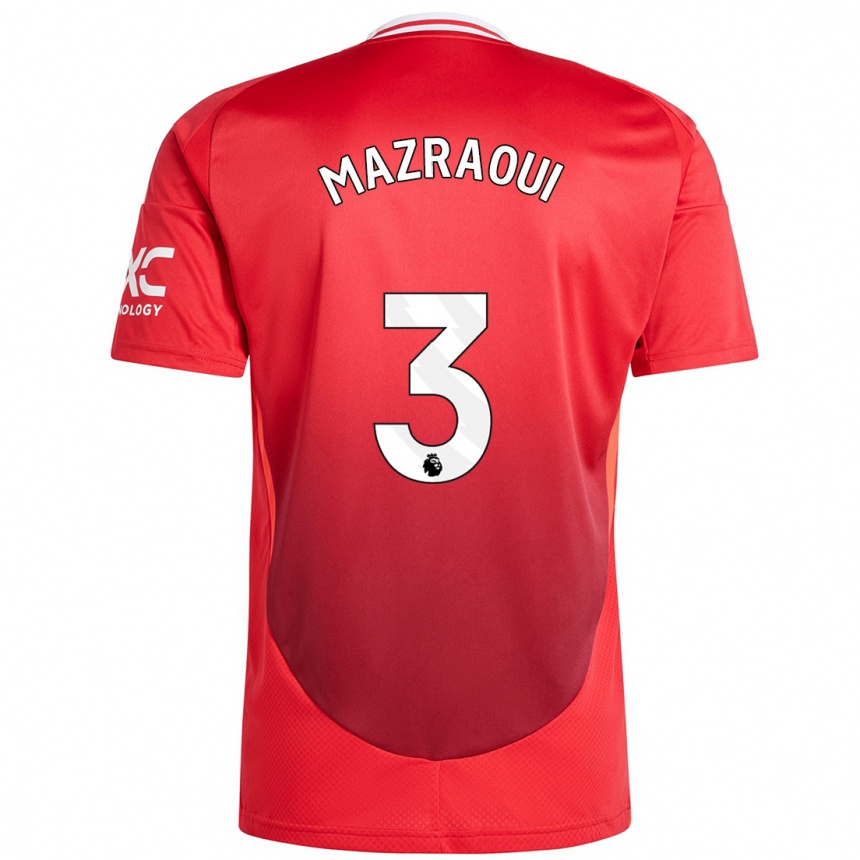 Kids Football Noussair Mazraoui #3 Bright Red Home Jersey 2024/25 T-Shirt