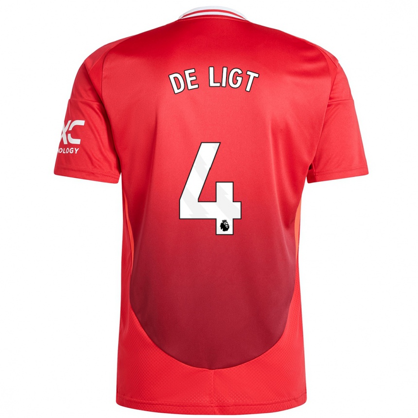 Kids Football Matthijs De Ligt #4 Bright Red Home Jersey 2024/25 T-Shirt