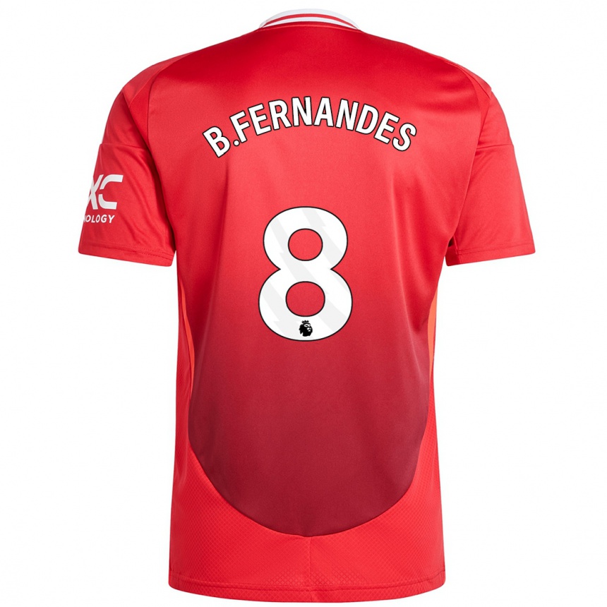 Kids Football Bruno Fernandes #8 Bright Red Home Jersey 2024/25 T-Shirt