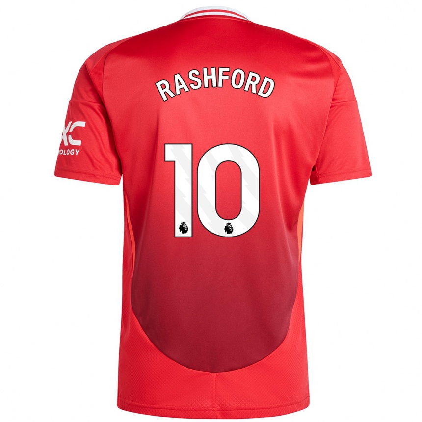 Kids Football Marcus Rashford #10 Bright Red Home Jersey 2024/25 T-Shirt