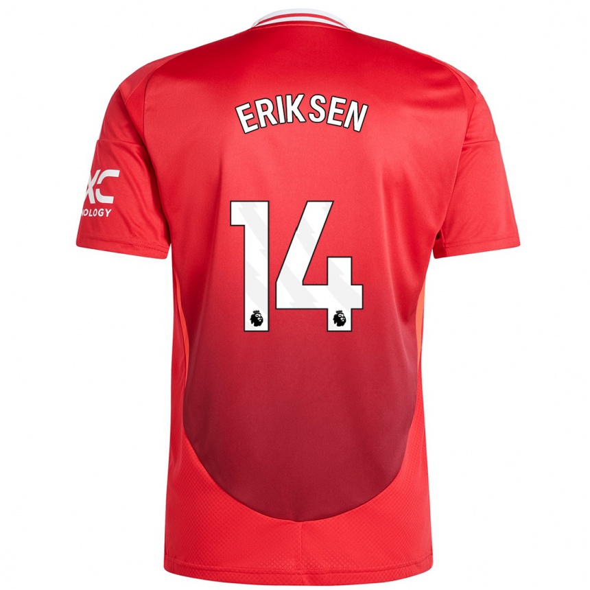 Kids Football Christian Eriksen #14 Bright Red Home Jersey 2024/25 T-Shirt