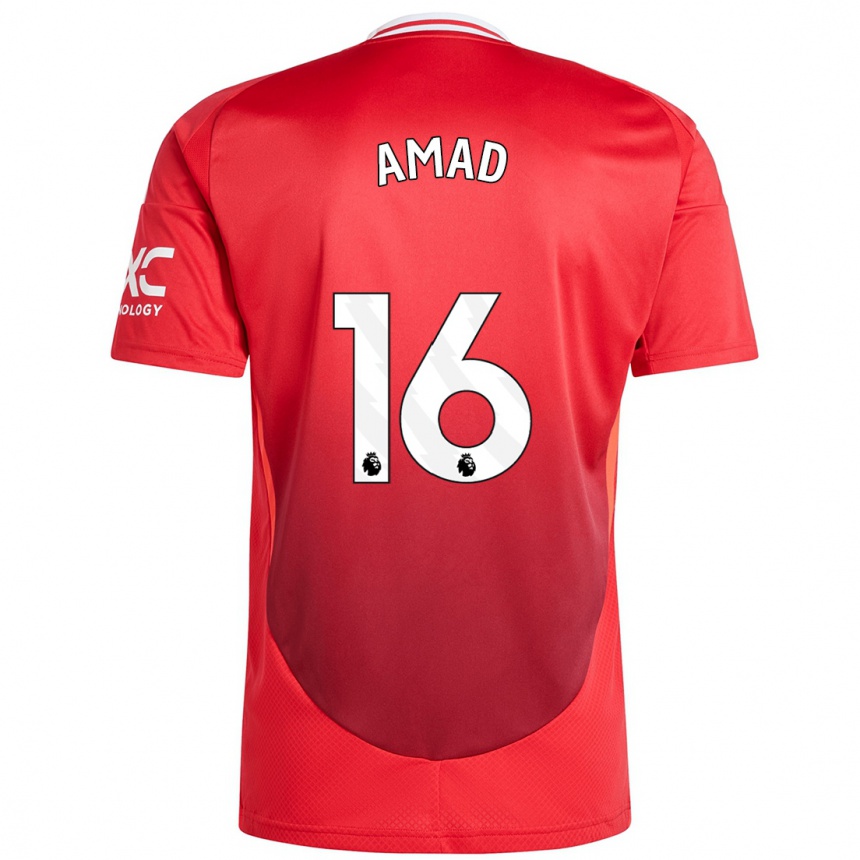 Kids Football Amad Diallo #16 Bright Red Home Jersey 2024/25 T-Shirt