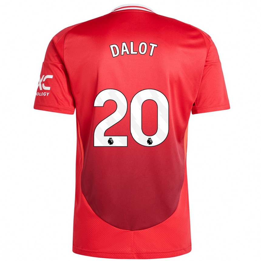 Kids Football Diogo Dalot #20 Bright Red Home Jersey 2024/25 T-Shirt