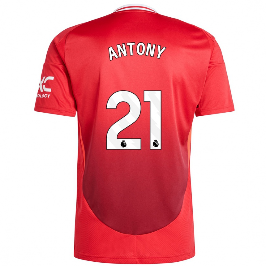 Kids Football Antony #21 Bright Red Home Jersey 2024/25 T-Shirt