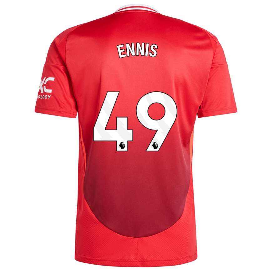 Kids Football Ethan Ennis #49 Bright Red Home Jersey 2024/25 T-Shirt