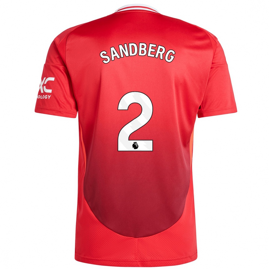 Kids Football Anna Sandberg #2 Bright Red Home Jersey 2024/25 T-Shirt