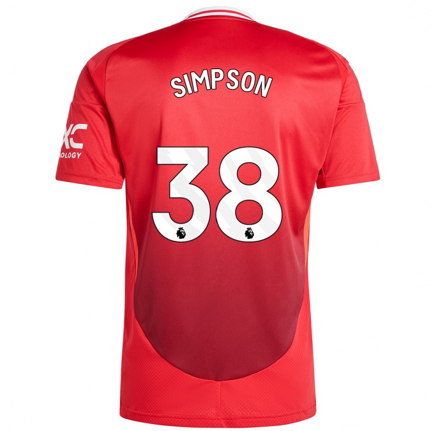 Kids Football Jess Simpson #38 Bright Red Home Jersey 2024/25 T-Shirt