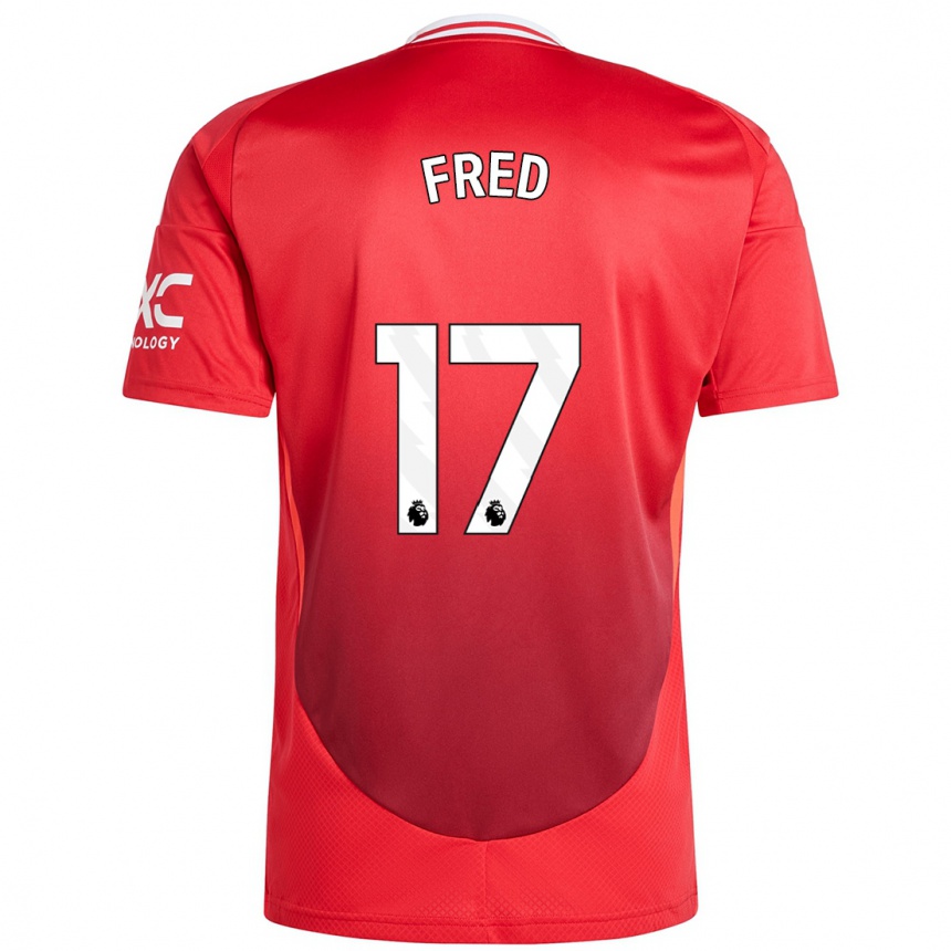 Kids Football Fred #17 Bright Red Home Jersey 2024/25 T-Shirt