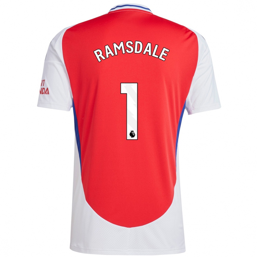 Kids Football Aaron Ramsdale #1 Red White Home Jersey 2024/25 T-Shirt