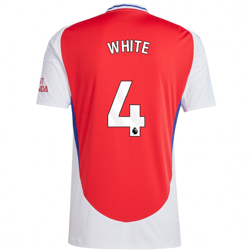 Kids Football Ben White #4 Red White Home Jersey 2024/25 T-Shirt