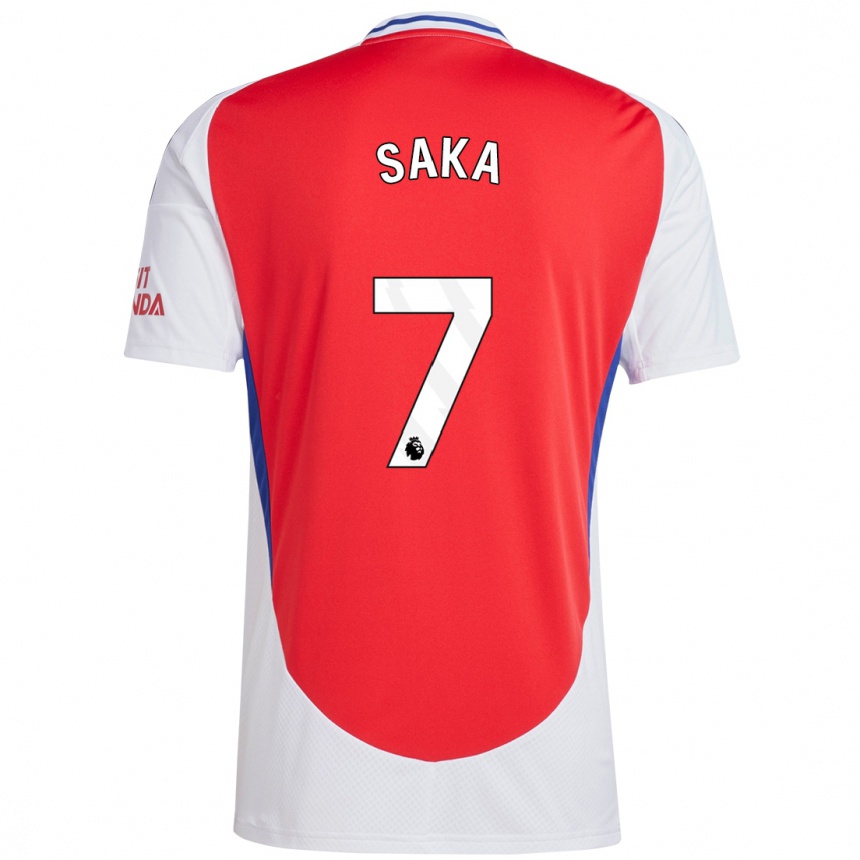 Kids Football Bukayo Saka #7 Red White Home Jersey 2024/25 T-Shirt