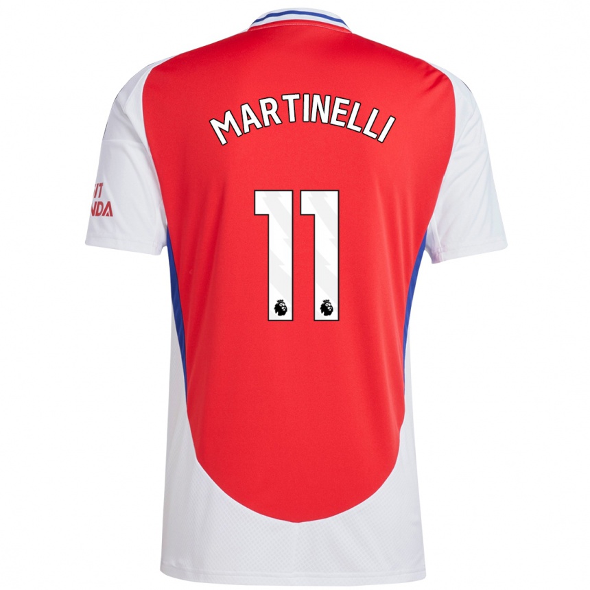 Kids Football Gabriel Martinelli #11 Red White Home Jersey 2024/25 T-Shirt