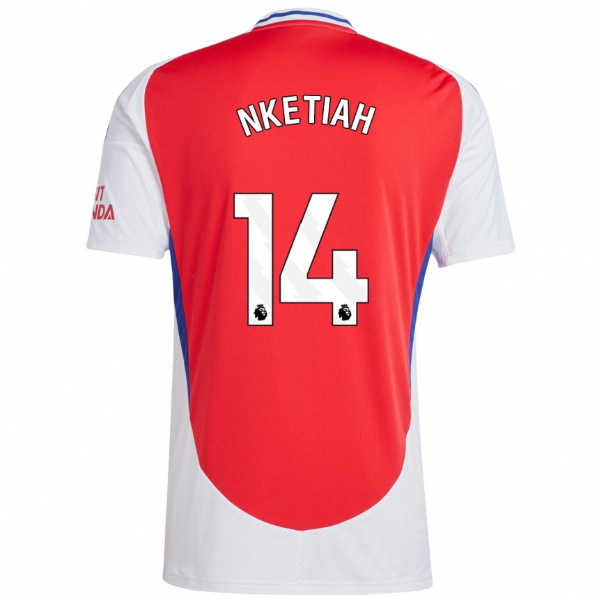 Kids Football Eddie Nketiah #14 Red White Home Jersey 2024/25 T-Shirt