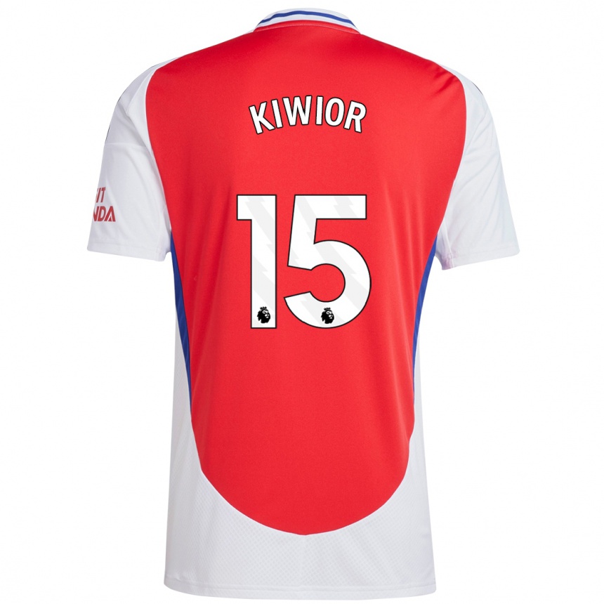 Kids Football Jakub Kiwior #15 Red White Home Jersey 2024/25 T-Shirt