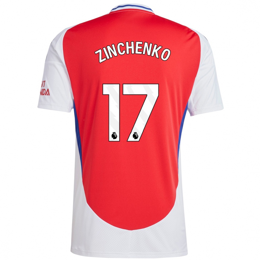 Kids Football Oleksandr Zinchenko #17 Red White Home Jersey 2024/25 T-Shirt