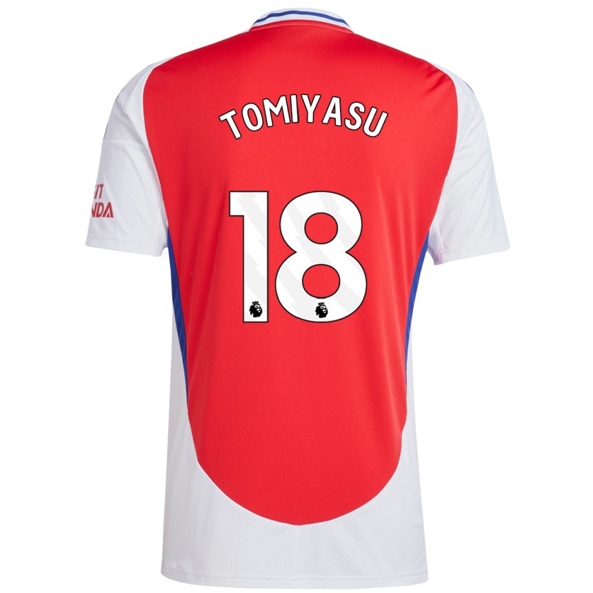 Kids Football Takehiro Tomiyasu #18 Red White Home Jersey 2024/25 T-Shirt