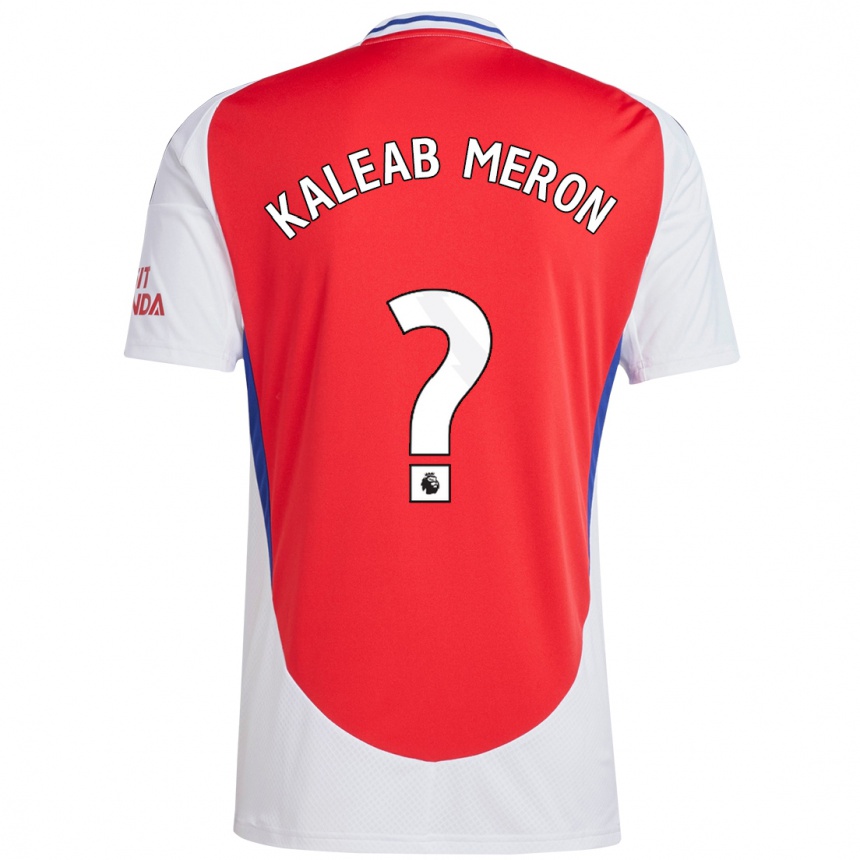 Kids Football Kaleab Meron #0 Red White Home Jersey 2024/25 T-Shirt