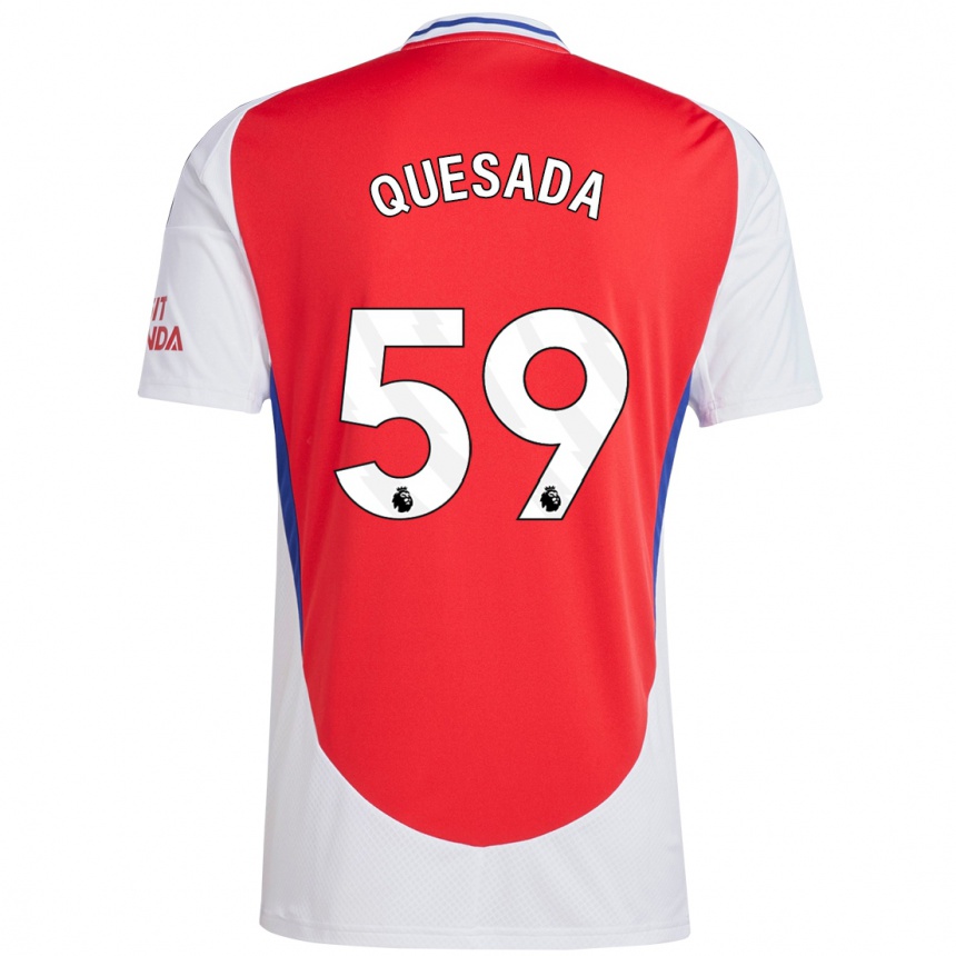 Kids Football Elián Quesada #59 Red White Home Jersey 2024/25 T-Shirt