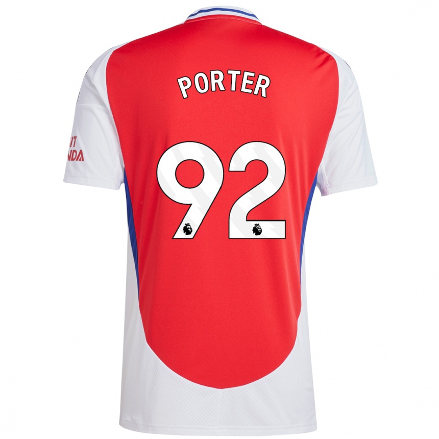 Kids Football Jack Porter #92 Red White Home Jersey 2024/25 T-Shirt