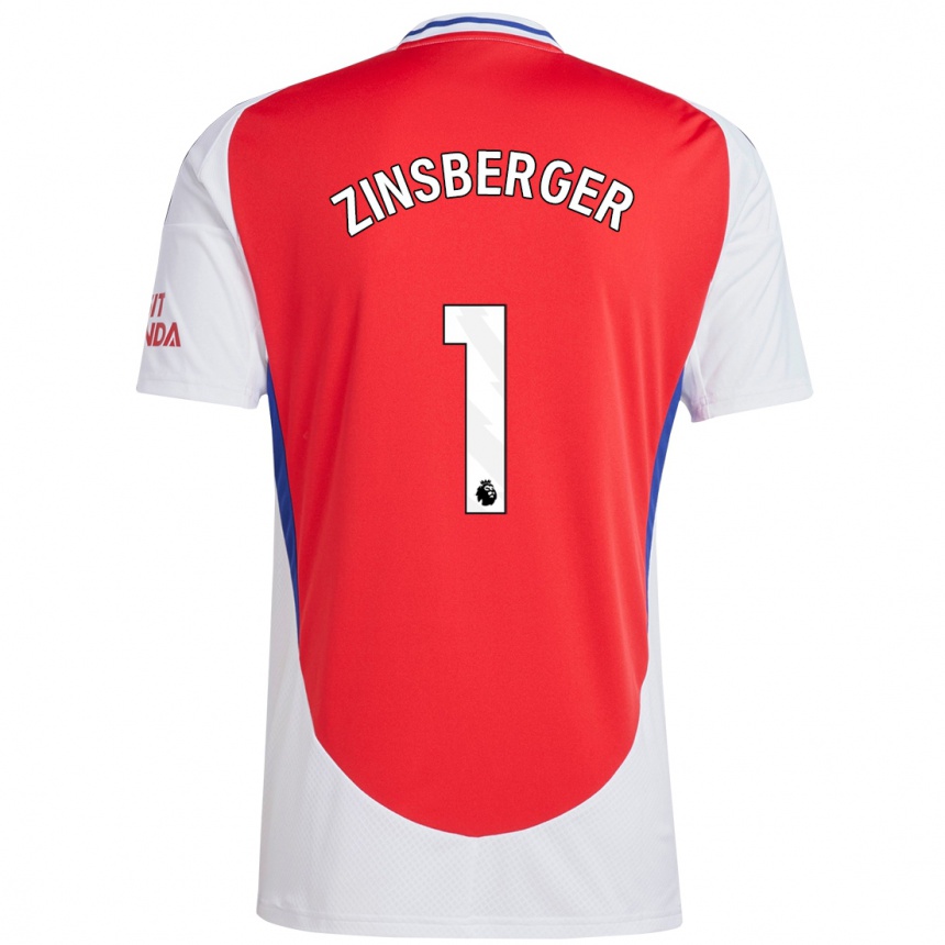 Kids Football Manuela Zinsberger #1 Red White Home Jersey 2024/25 T-Shirt