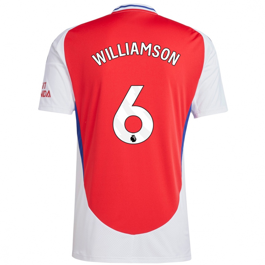 Kids Football Leah Williamson #6 Red White Home Jersey 2024/25 T-Shirt