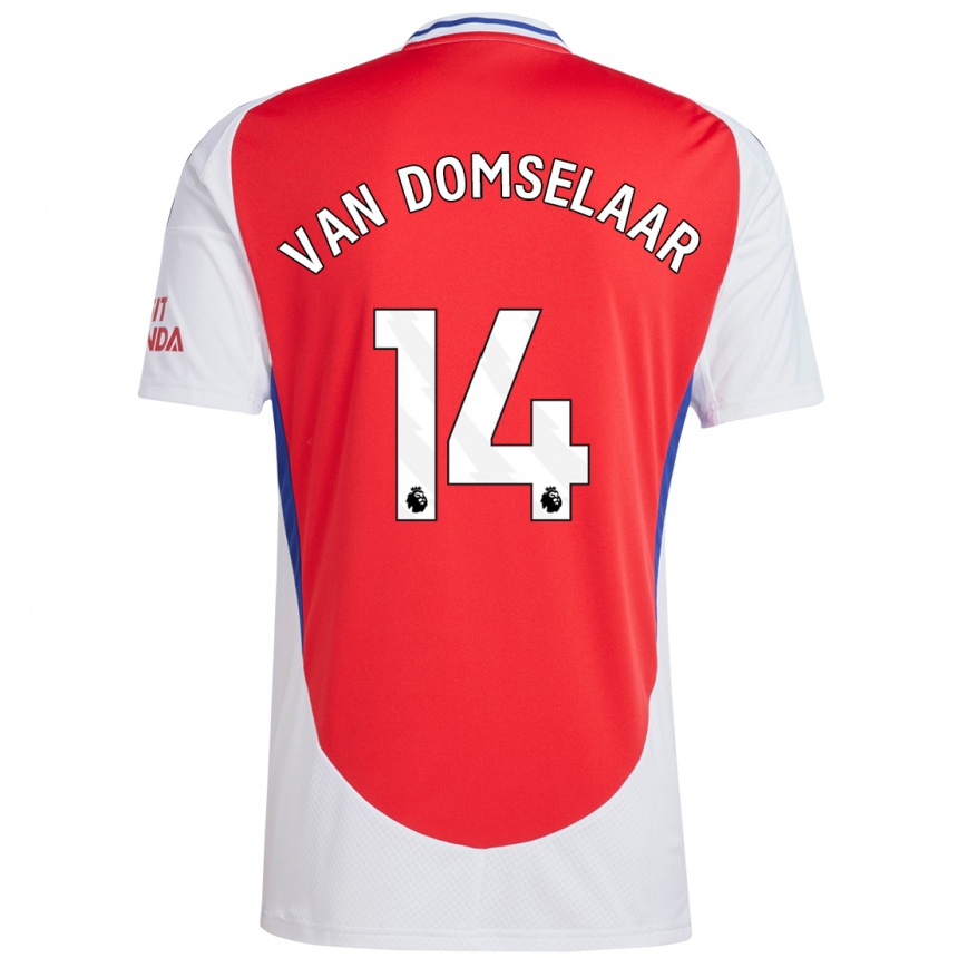 Kids Football Daphne Van Domselaar #14 Red White Home Jersey 2024/25 T-Shirt