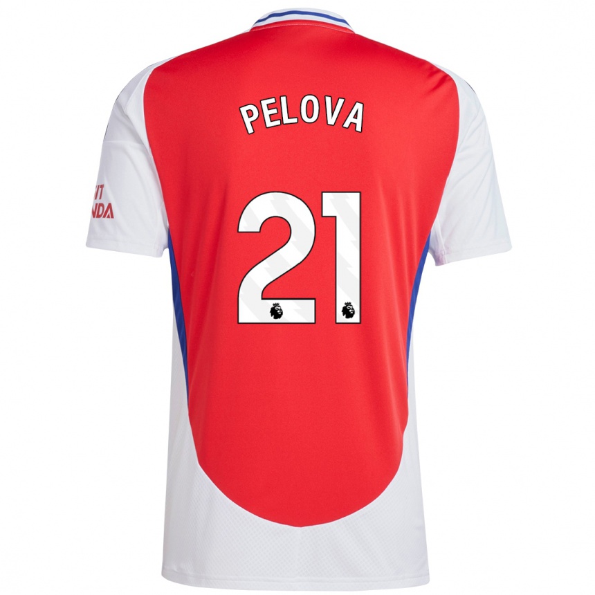 Kids Football Victoria Pelova #21 Red White Home Jersey 2024/25 T-Shirt