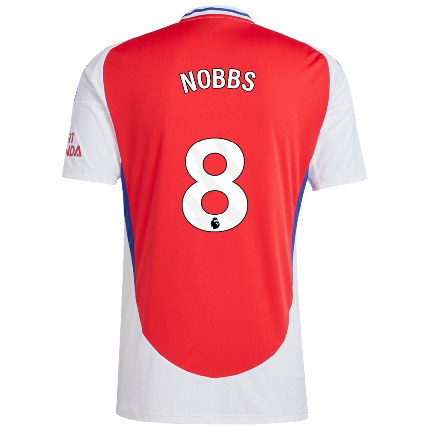 Kids Football Nobbs #8 Red White Home Jersey 2024/25 T-Shirt