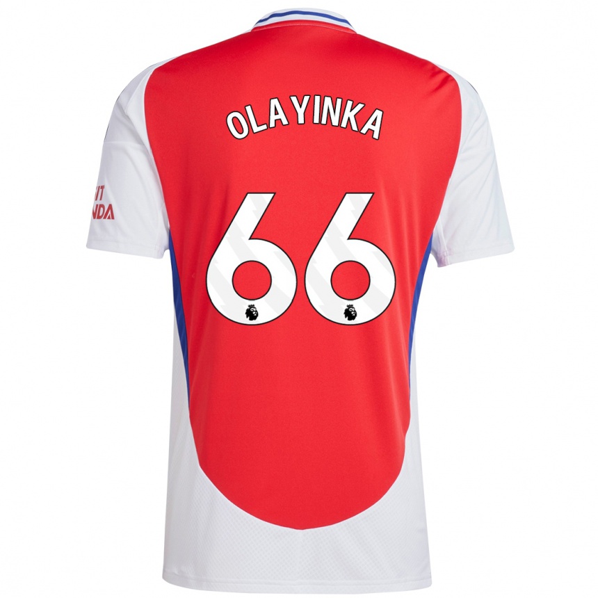 Kids Football James Olayinka #66 Red White Home Jersey 2024/25 T-Shirt