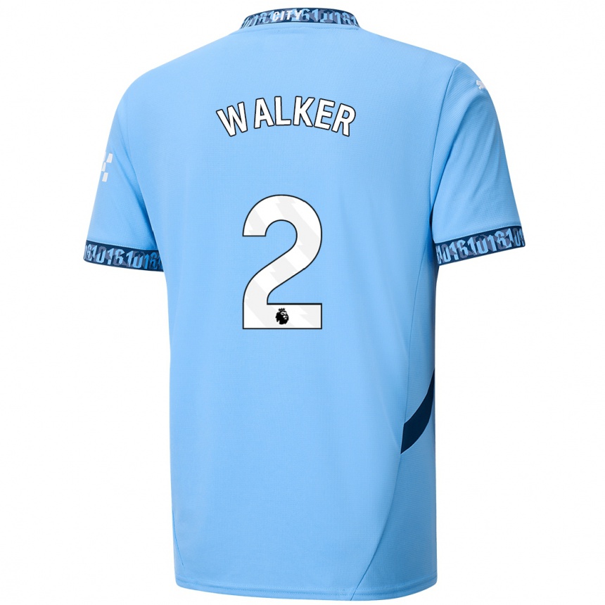 Kids Football Kyle Walker #2 Navy Blue Home Jersey 2024/25 T-Shirt