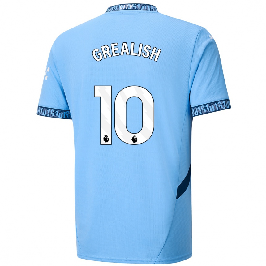 Kids Football Jack Grealish #10 Navy Blue Home Jersey 2024/25 T-Shirt