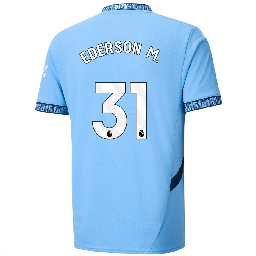 Kids Football Ederson Moraes #31 Navy Blue Home Jersey 2024/25 T-Shirt