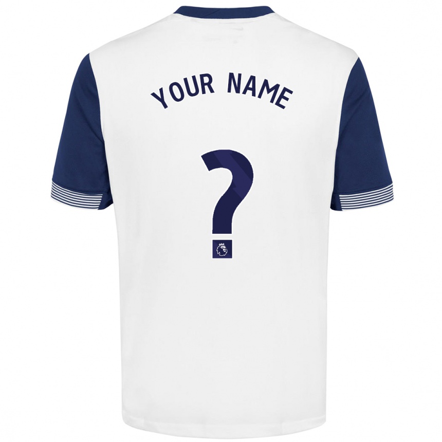 Kids Football Your Name #0 White Blue Home Jersey 2024/25 T-Shirt