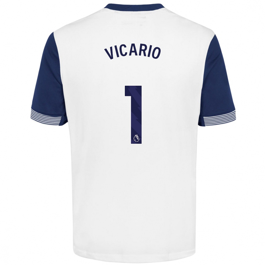 Kids Football Guglielmo Vicario #1 White Blue Home Jersey 2024/25 T-Shirt