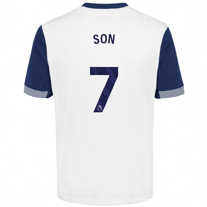 Kids Football Heung-Min Son #7 White Blue Home Jersey 2024/25 T-Shirt