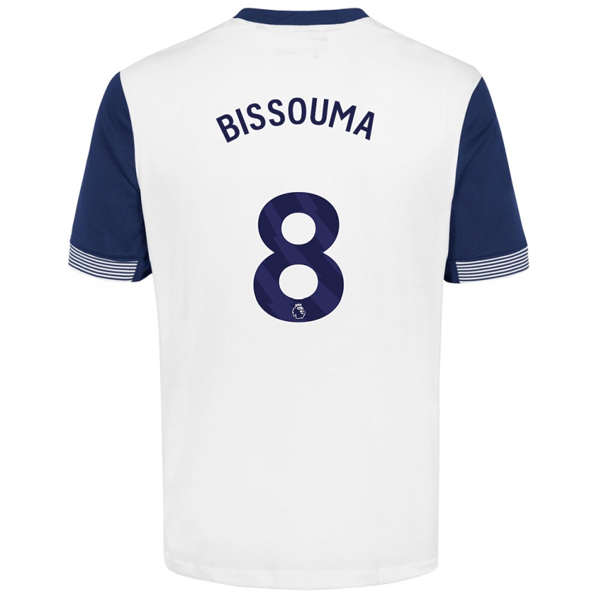 Kids Football Yves Bissouma #8 White Blue Home Jersey 2024/25 T-Shirt