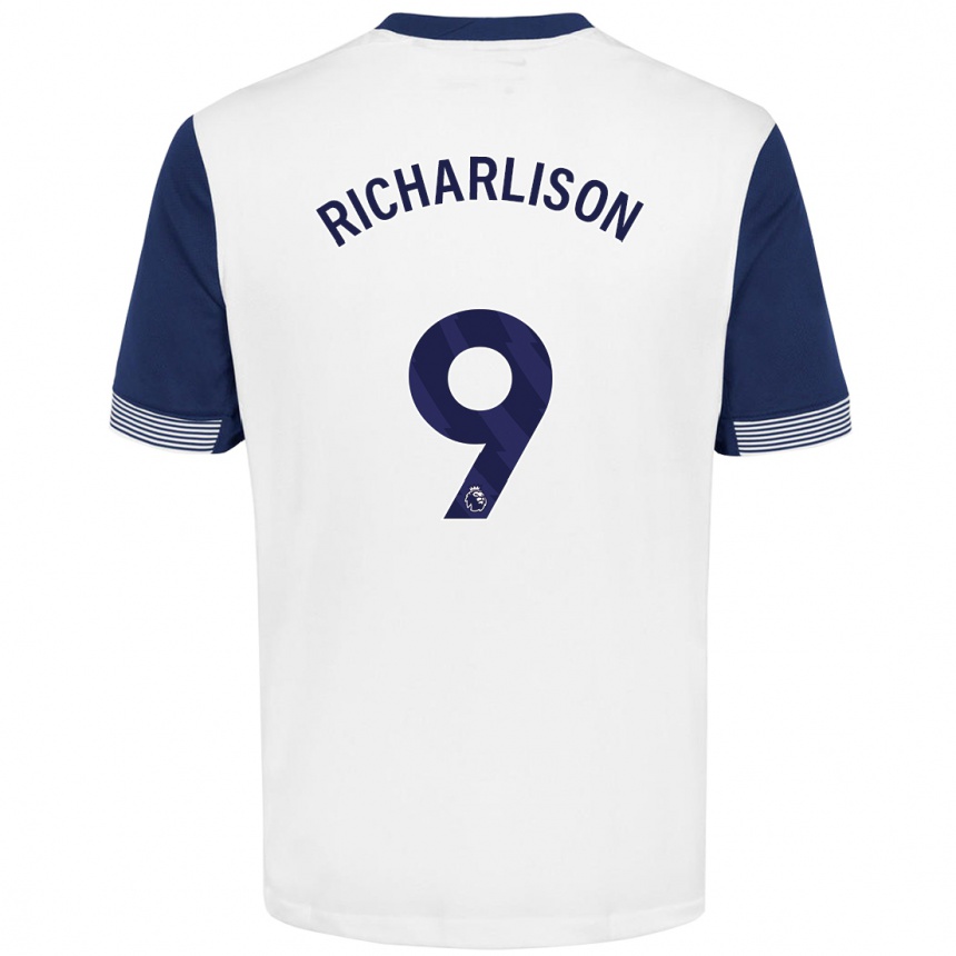 Kids Football Richarlison #9 White Blue Home Jersey 2024/25 T-Shirt