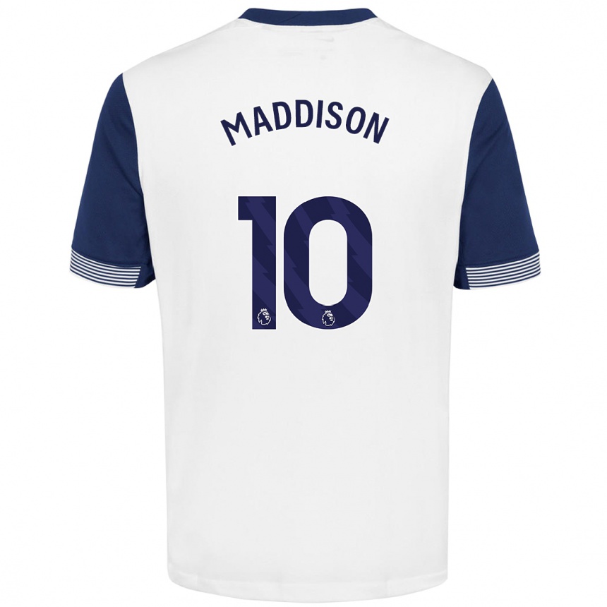 Kids Football James Maddison #10 White Blue Home Jersey 2024/25 T-Shirt