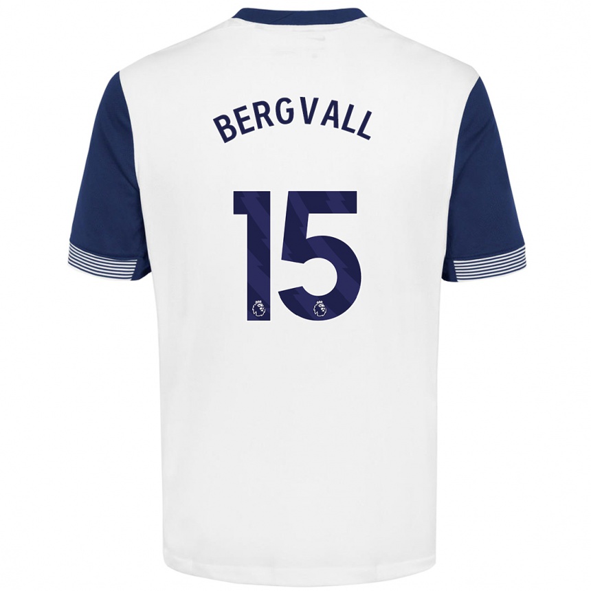 Kids Football Lucas Bergvall #15 White Blue Home Jersey 2024/25 T-Shirt