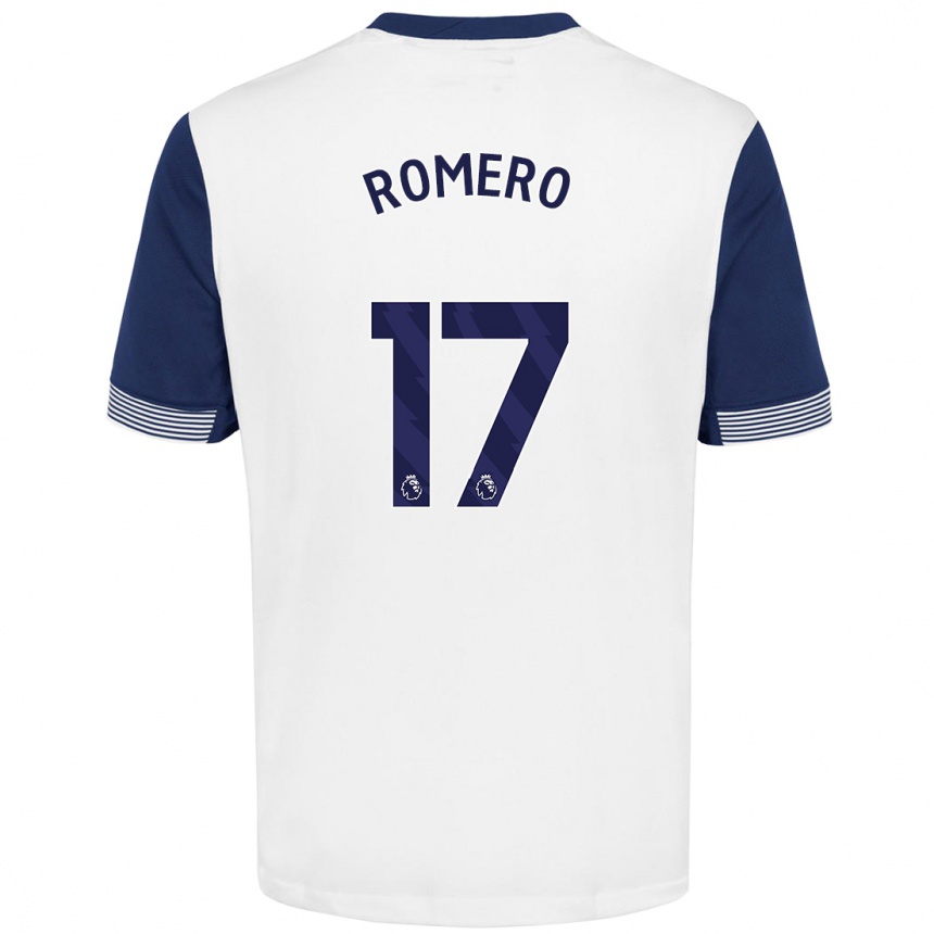 Kids Football Cristian Romero #17 White Blue Home Jersey 2024/25 T-Shirt